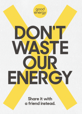 Message in image is don't waste our energy, share it with a friend instead